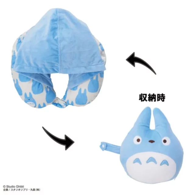 Cestovní polštář za krk Ghibli - Blue Totoro (s kapucí)