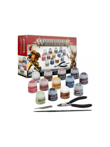 Zestaw farb Citadel Age of Sigmar Paints + Tools (13 farb, pędzel, pilnik, szczypce) 2021 (uszkodzone opakowanie)
