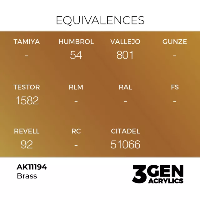 AK 3Gen (Brass - Metallic) - farba bazowa, mosiądz - AK-Interactive