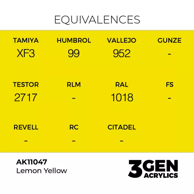 AK 3Gen (Lemon Yellow - Acrylic) - farba bazowa, cytrynowożółty - AK-Interactive