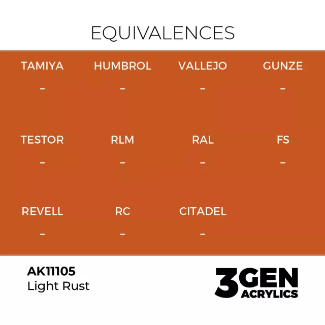 AK 3Gen (Light Rust - Acrylic) - farba bazowa, jasnordzawy - AK-Interactive