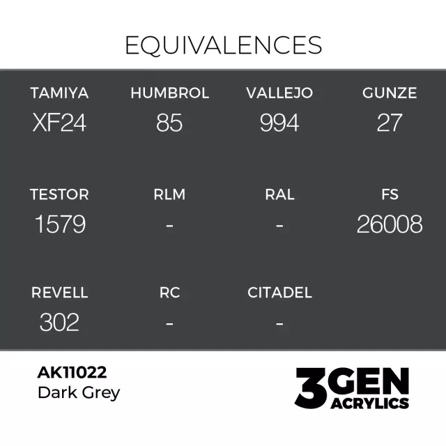 AK 3Gen (Dark Grey - Acrylic) - farba bazowa, ciemnoszary - AK-Interactive