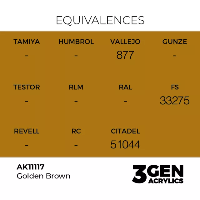 AK 3Gen (Golden Brown - Acrylic) - farba bazowa, złocistobrązowy - AK-Interactive