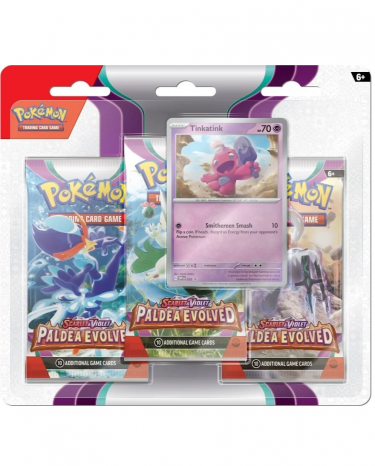 Gra karciana Pokémon TCG: Scarlet & Violet - Paldea Evolved 3-Pack Blister booster (Tinkatink)