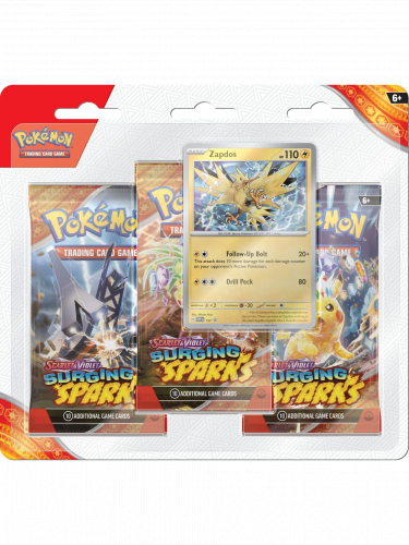 Gra karciana Pokémon TCG: Scarlet & Violet - Surging Sparks 3-Pack Blister booster (Zapdos)