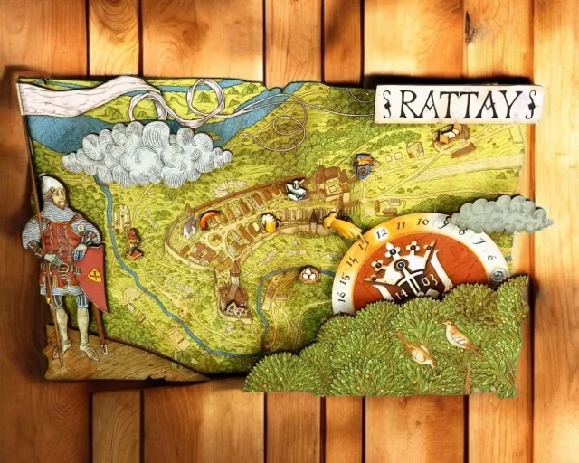 Zegar Kingdom Come: Deliverance II - Mapa Ratajów (Rattay) - Wykonane z drewna