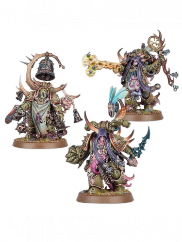 W40k: Death Guard - Malignant Plaguecaster, Noxious Blightbringer & Plague Marine Champion (3 figurki)