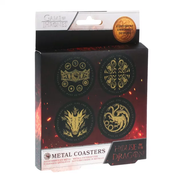 Podtácky Game of Thrones: House of the Dragon - Metal Coasters (4ks)