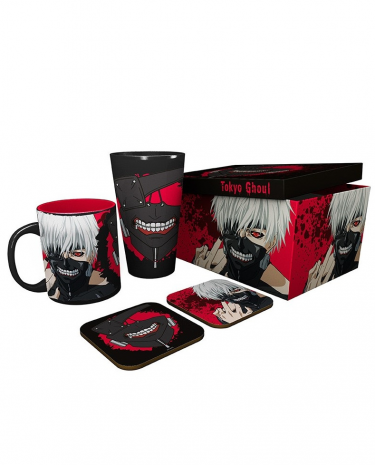 Zestaw upominkowy Tokyo Ghoul - kubek, szklanka, podstawki