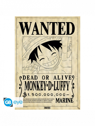 Plakat One Piece - Wanted Luffy Parchment