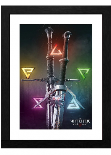 Plakat w ramce Wiedźmin - Signs & Swords