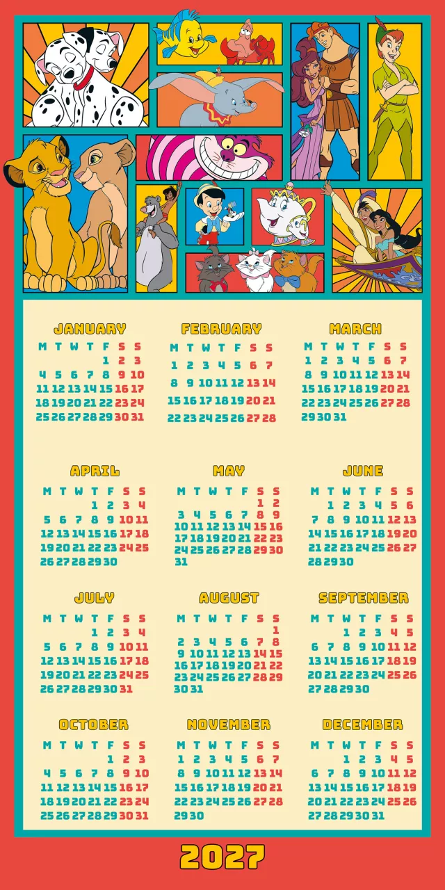 Kalendarz Disney Classics - Family Organiser 2027 (+ naklejki) - Bajki Disneya