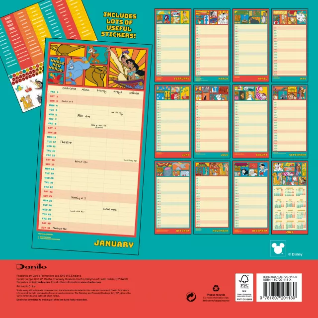 Kalendarz Disney Classics - Family Organiser 2027 (+ naklejki) - Bajki Disneya