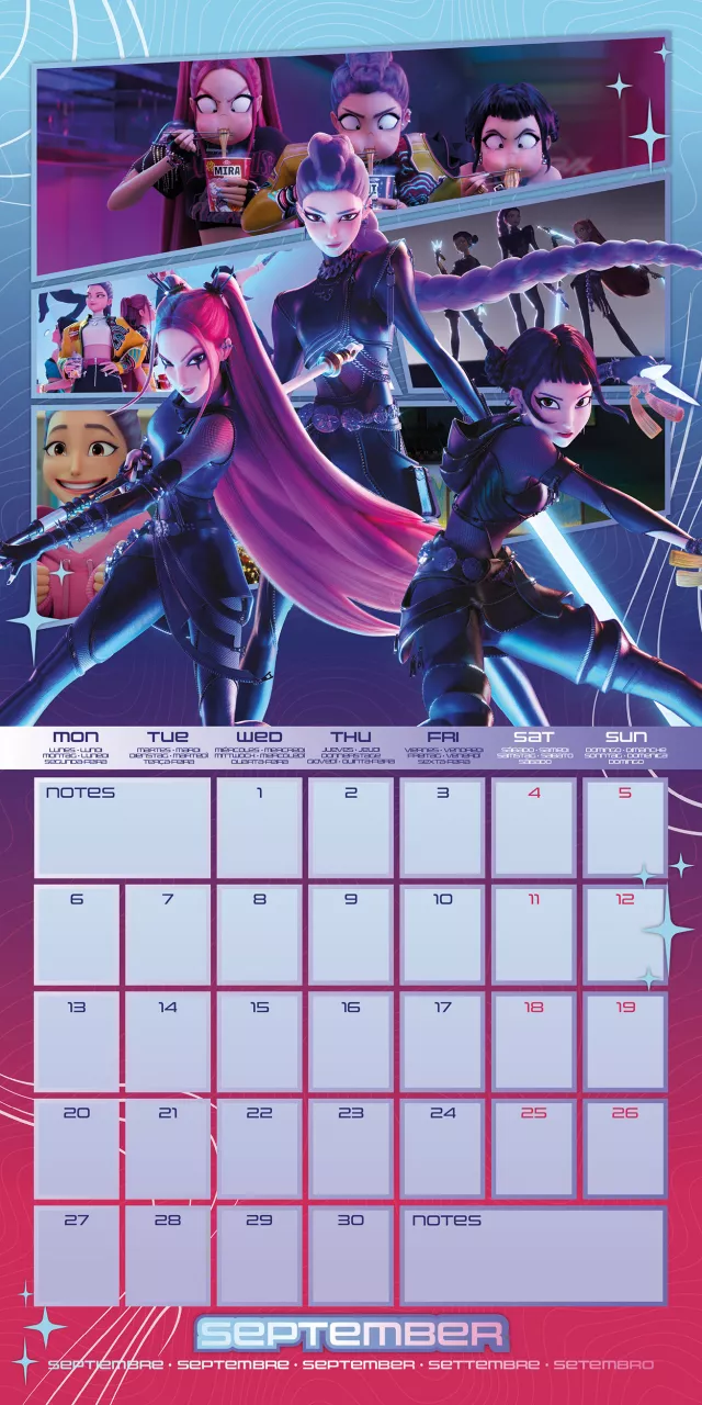 Kalendarz KPop Demon Hunters 2027 (16 miesięcy, multi-language)