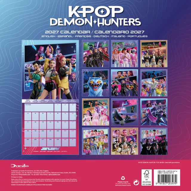 Kalendarz KPop Demon Hunters 2027 (16 miesięcy, multi-language)