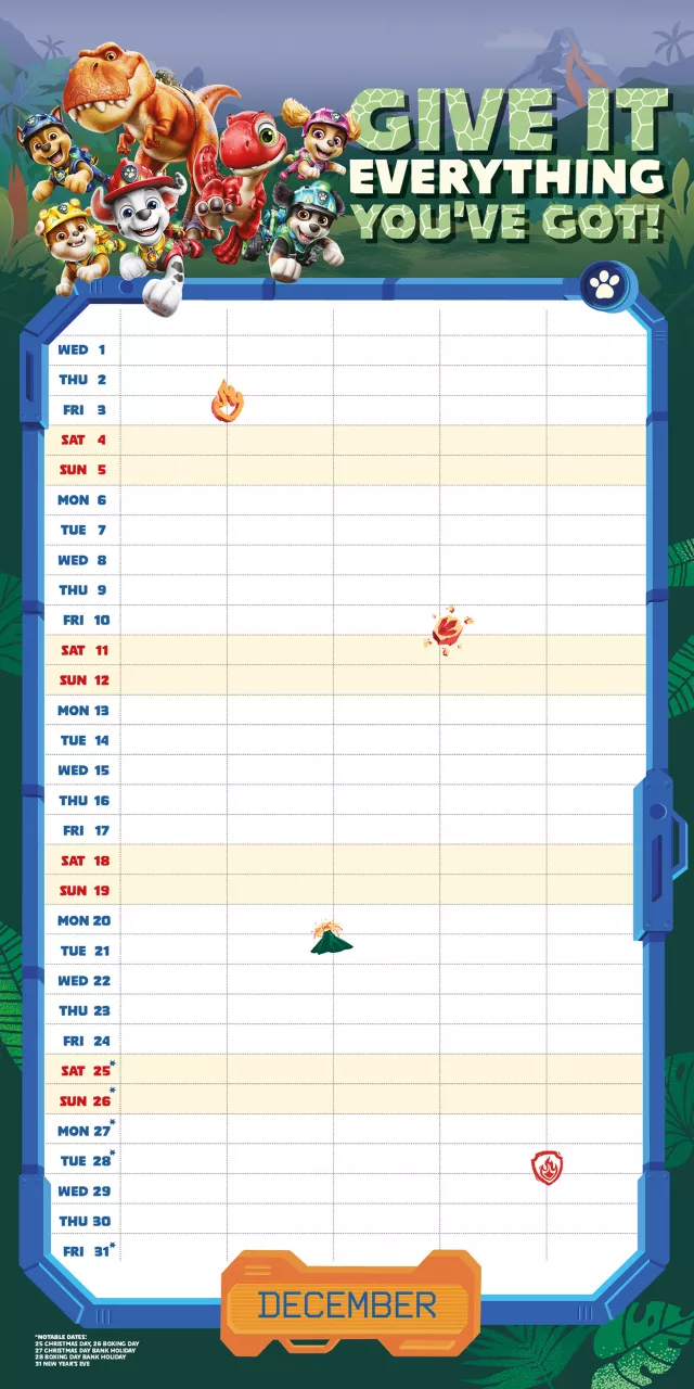 Kalendarz Paw Patrol: Dino Movie - Family Organiser 2027 (+ naklejki)