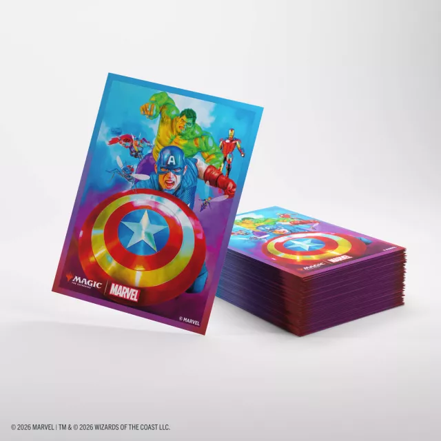 Koszulki ochronne na karty Gamegenic - Marvel Super Heroes - Premium Double Sleeving Captian America, Team Leader (105 szt.) - Magic The Gathering