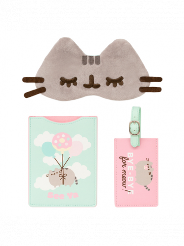 Zestaw podróżny Pusheen - Bye-Bye for Meow (etui na paszport, etykieta na bagaż, opaska na oczy)