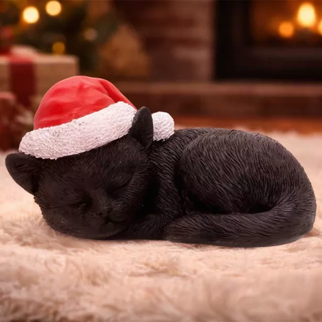 Ozdoba choinkowa Jingle Paws - Sleeping Black Cat in Santa Hat (Nemesis Now) - Nemesis Now 