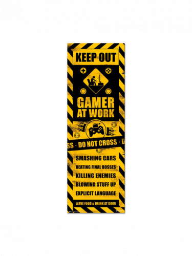 Plakat na drzwi Caution! Gamer