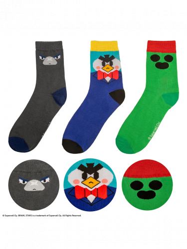 Skarpety Brawl Stars - Spike, Crow & Mr. P (3 pary)