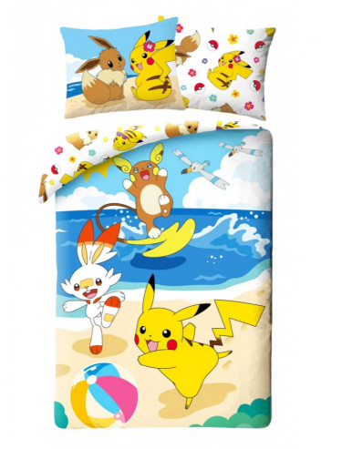 Pościel Pokémon - Pikachu with Scorbunny na plaży