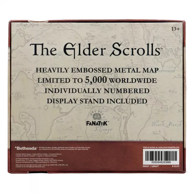 Metalowa replika mapy The Elder Scrolls - The Empire of Tamriel - Ograniczone w sztukach