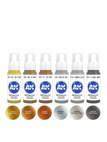 Zestaw farb AK - Metallics colors set