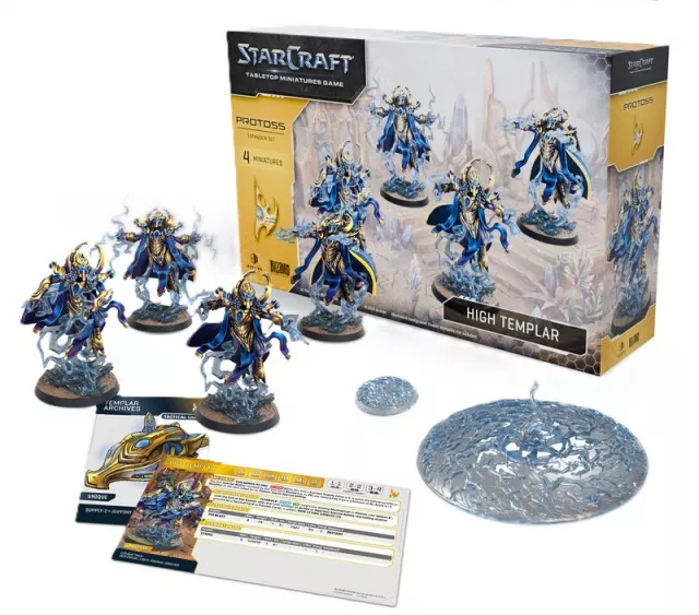 Figurkowa gra bitewna StarCraft - Tabletop Miniature Game - Protoss - High Templar (4 figurki) - Przygodowa gra planszowa