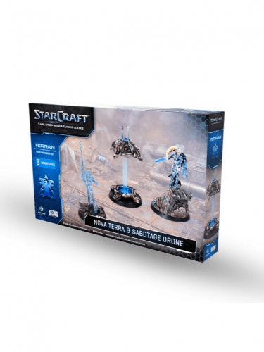 Figurkowa gra bitewna StarCraft - Tabletop Miniature Game - Terran - Nova Terra & Sabotage Drone (3 figurki)