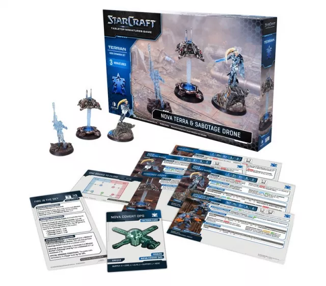 Figurkowa gra bitewna StarCraft - Tabletop Miniature Game - Terran - Nova Terra & Sabotage Drone (3 figurki) - Przygodowa gra planszowa