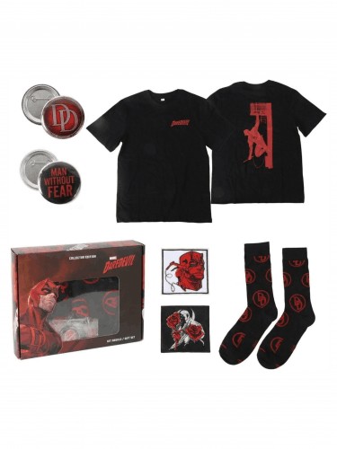 Zestaw upominkowy Marvel - Daredevil (koszulka, przypinki, naszywki, skarpetki) (rozmiar XL)