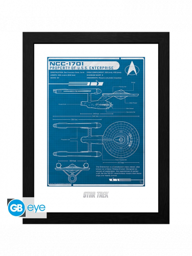 Oprawiony plakat Star Trek - USS Enterprise's Plan